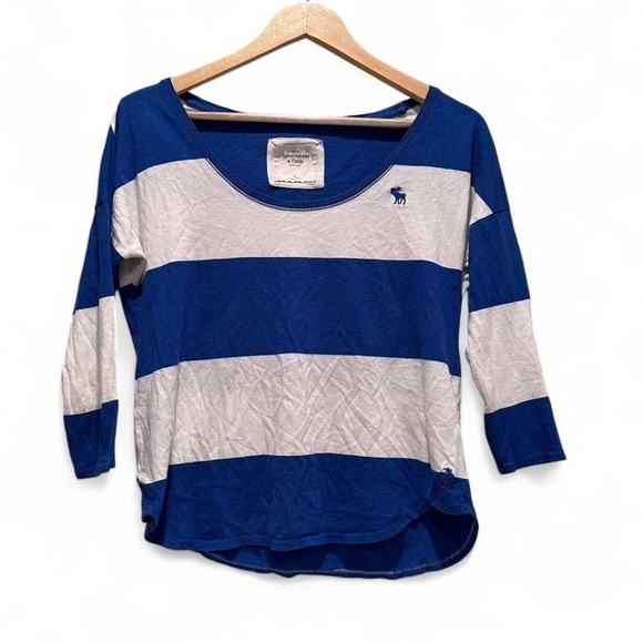 Abercrombie & Fitch Blue and White Striped Shirt Size Small Y2K Preppy Casual - Picture 1 of 6